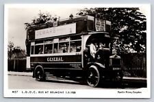 Postcard RPPC UK LGOC General Double Decker Bus at Belmont Pamlin c1960s AE25