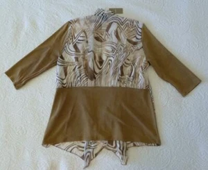 NWT Chicos Travelers Blocked Knit & Artsy Lines Chiffon Drape Cardigan Jacket 3 - Picture 1 of 11