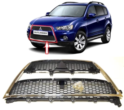 FRONT BUMPER GRILLES+CHROME TRIM 3PCS fits MITSUBISHI OUTLANDER 2010 2011 2012 - Image 1 of 4