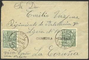 España - Guerra Civil - Franqueo Emergencia - Sobre con Facturas (2) "Pantón - Imagen 1 de 1
