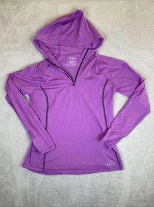L.L. Bean Hooded Lightweight Pullover Misses Medium Reg 1/4 Zip Purple - Picture 1 of 8