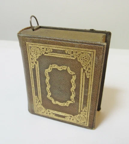 Antique Sewing Necessaire Tape Measure Leather Book Austria Cover
