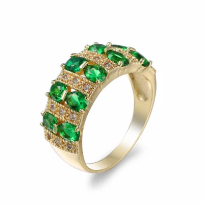 Green Zircon Band Jewelry Women's Yellow Gold Filled Engagement Ring Size 6-10 - Image 1 of 4