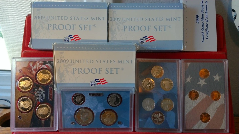 3 Set LOT 2009-S Proof Set Complete Original Boxes & COAs US Mint 54 Coin Lot - Image 1 of 1