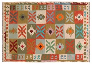 Afghan Maimana Kelim Teppich 170x240 Handgewebt Bunt Geometrisch Handarbeit 23 - Picture 1 of 6