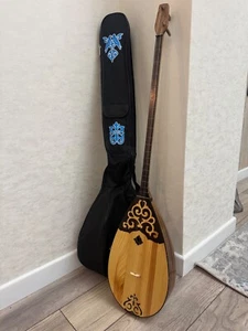Traditional Kazakh Dombra Two-String Instrument with Ornate Design and Protectiv - Picture 1 of 4