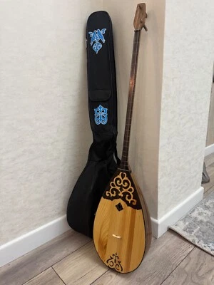 Traditional Kazakh Dombra Two-String Instrument with Ornate Design and Protectiv - Image 1 of 4