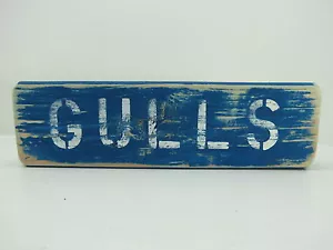 12 INCH WOOD HAND PAINTED GULLS SIGN NAUTICAL SEAFOOD (#S693) - Picture 1 of 4