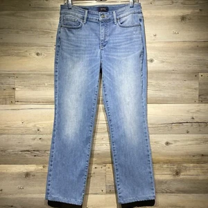 NYDJ Marilyn Straight Jeans Womens 8 Short 30x28 Hemmed Blue Lift Tuck Stretch - Picture 1 of 9