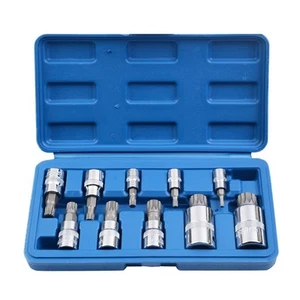 10 Stck. XZN 12 Punkt mm Dreifach Vierkant Spline Bit Buchse manipulationssicher mit Etui - Bild 1 von 1