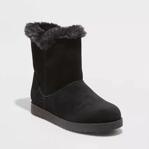 Universal Thread Women's Cat Mid Shearling Style Boots Black Choose Size NWT - Picture 1 of 4