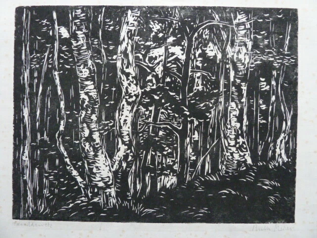 Ruth Meier1888-1965 Dresden/Radebeul - Holzschnitt - Wald - Bild 1 von 4
