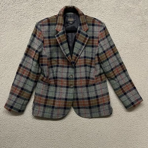 Pendleton Blazer Womens 16 Gray Plaid Wool Oregon Tweed Heritage Retro Classic - Picture 1 of 16