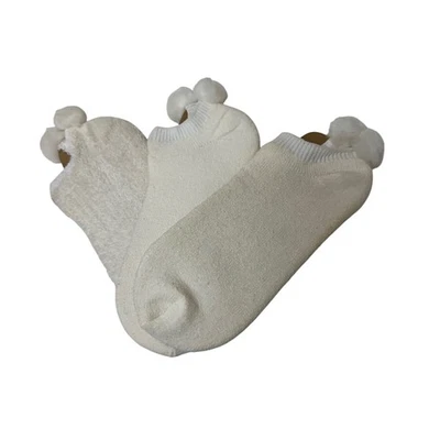 Винтажные теннисные носки на лодыжку 1980-е 3 пары помпоны акценты махровый трикотаж хлопок - Изображение 1 из 4