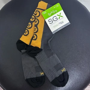 Sock Guy SGX Compression Seamless Toe Gray Black Yellow IMBA Unisex Socks L XL - Picture 1 of 7