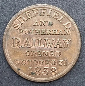 Lote de fichas con brillo de cheque ómnibus ferroviario Sheffield & Rotherham 1838 n.º 3 G94 - Imagen 1 de 4