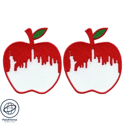 New York Skyline Apple Iron On Patch Embroidered Iron-On Applique 2-Pcs - Image 1 of 2