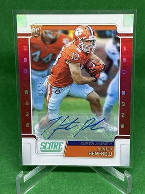 Hunter Renfrow 2019 Panini Score Red Zone auto 13/20 Jersey # 1/1 Clemson Raider - Image 1 of 3