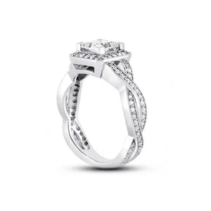 1 3/4ct F VS2 Princess Earth Mined Certified Diamonds 14k  Halo Engagement Ring - Picture 1 of 3
