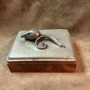 Caja cubierta diseño art nouveau madera metal peltre Serge Nekrassoff vintage años 50 - Imagen 1 de 9