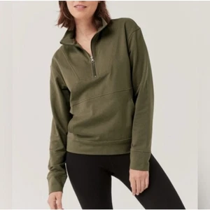 Pact The Studio Quarter Zip Olive Green Sweatshirt Small  - Picture 1 of 11