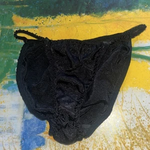 Vtg Satin String Bikini Panties Large Laser Print - Bild 1 von 14