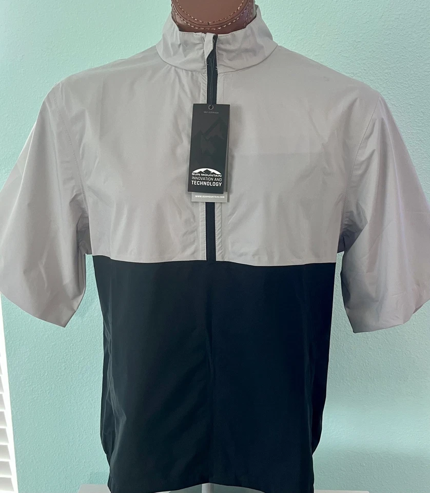 Pullover impermeable para hombre SUN MOUNTAIN Monsoon SS - platino-negro talla L Foto 1 de 2