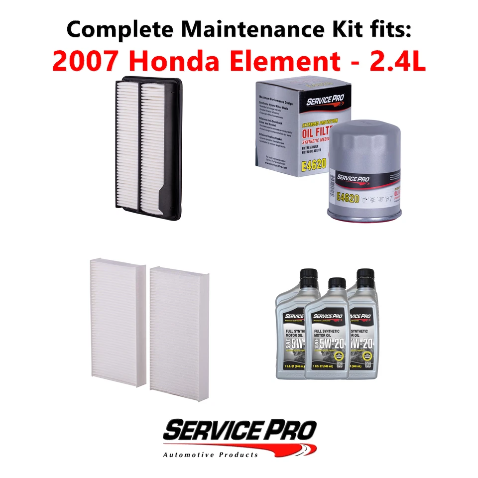 2007 Honda Element 2.4L Complete Oil, Air & Cabin Filter Kit (5W-20) - Изображение 1 из 4