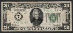 1928 $20 Numerical "7" FRN Redeemable in Gold Fr. 2050G Chicago IL District - Picture 1 of 2
