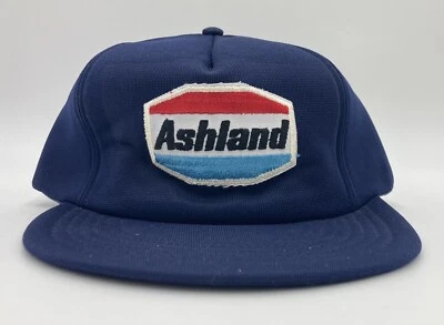 Vintage Ashland Gas Oil Patch Hat - Adjustable Blue Snapback Cap USA Foto 1 de 4