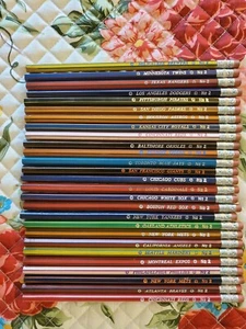 Vintage Striped MLB Pencils COMPLETE SET, Excellent Condition! Baseball - Picture 1 of 6
