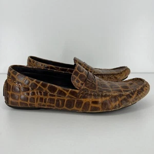 Donald J. Pliner Men's Penny Loafers Shoes Size 8.5 M Crocodile Leather VINCO2 - Picture 1 of 10