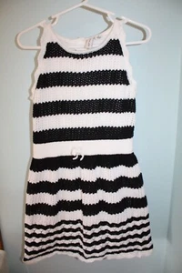 Janie and Jack Size 6 A LITTLE GETAWAY Black White Striped Knit SL Dress EUC - Picture 1 of 6