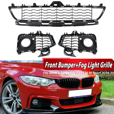 3Pcs For BMW 4 Series F32 F33 F36 428i 430i 435i M Sport Front Bumper Grilles US - Image 1 of 4
