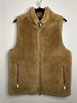 Chaleco de Excursión J Crew Para Mujer Mediano de Felpa Polar Marrón Claro Coñac Peluche Foto 1 de 4