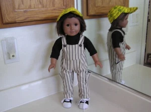 18 inch doll clothes fit american girl type dolls handmade Overalls Tee Cap - Picture 1 of 2