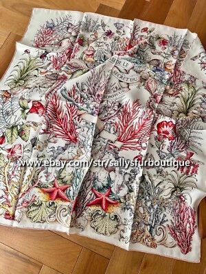 Sallys 18 Momme Corals Florals Print Twill Silk Wrap Scarf Double Face Shawl 35" - Image 1 of 4