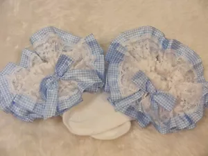 sissy adult baby blue gingham socks fancydress kawaii cosplay mens ladies - Picture 1 of 4