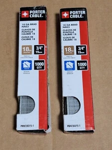 Porter Cable 18GA. 3/4" Brad Nails 1000 qty X 2 #P8N18075-1 - Picture 1 of 3