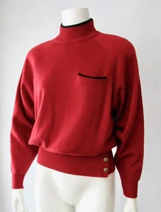 Vintage 80s Rust Segue Dolman Cropped Moc T Military Waist Panel Sweater L XL - Picture 1 of 5