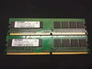 Memory Elpida 6400U 2GB (2X 1GB) Desktop PC RAM DDR2 1RX8 EBE10UE8ACWA-8G-E - Picture 1 of 2