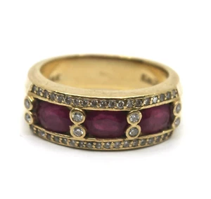 EFFY Ruby & Diamond Ring in 14k Solid Yellow Gold Sz 7.25 - Picture 1 of 10