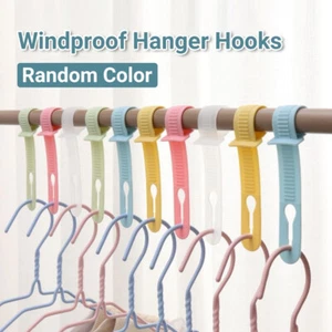 10Pcs Hanger Buckle Home Clothes Wardrobe Organizer Hook Anti-Slip Windproof - Picture 1 of 16