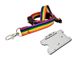15mm LGBT Rainbow Lanyard with Double Safety Breakaway - Picture 1 of 4
