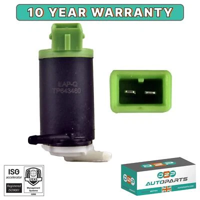 TWIN OUTLET WINDSCREEN WASHER PUMP FOR PEUGEOT 106 206 306 406 806 PARTNER - Image 1 of 4