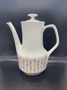 Vintage Mitterteich Bavaria Teapot-Floral On White Pointelle Design Teapot - Picture 1 of 5