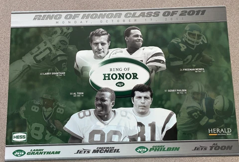 New York Jets Ring of Honor Class Of 2012 Poster Grantham McNeil Philbin Toon Cover