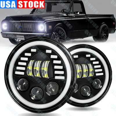 Par de faros LED redondos de 7 pulgadas para Chevy Bel Air 1955 1956 1957 Foto 1 de 4