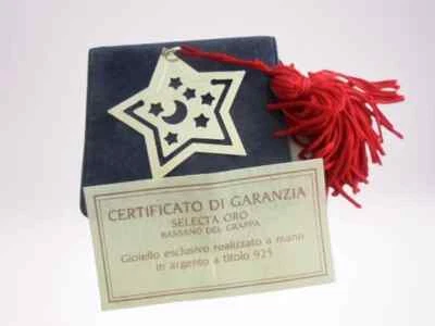 SEGNALIBRO ARGENTO 925 STAR SHAPE BOOKMARK with moon Book mark in silver Italy - Immagine 1 di 4