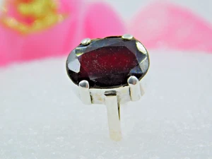 Stunning Unisex 925 Solid Sterling Silver Jewelry Natural Hessonite Garnet Ring - Picture 1 of 4